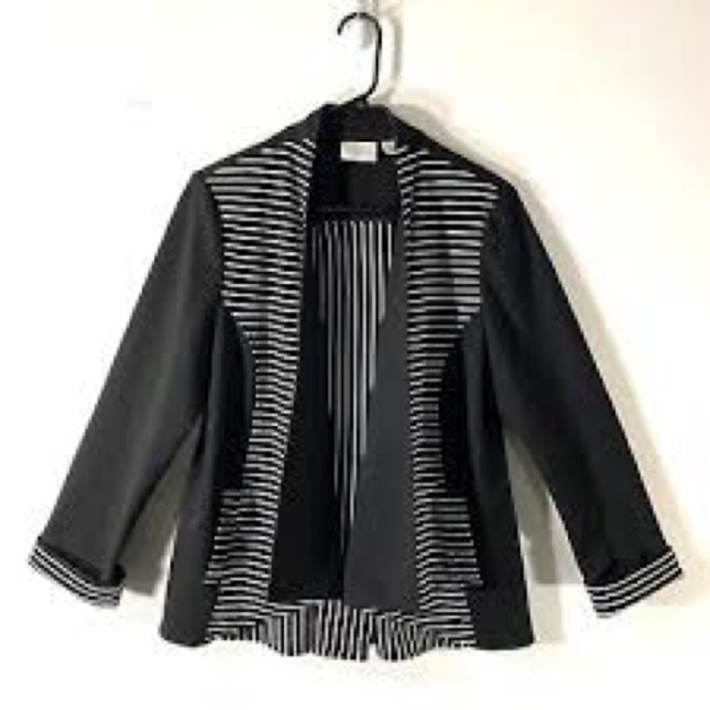 Chico's Black and White Striped Blazer